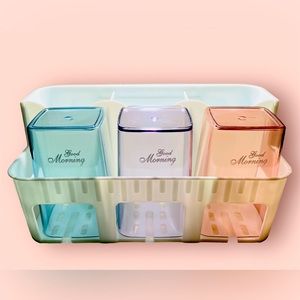 Toothbrush Holder Wall Mount Stand Rack Free Punch Wall Mounted Cup Storage Box